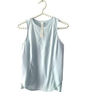 Lululemon light blue sleeveless top slit down Sz4 gym wear active lightweight